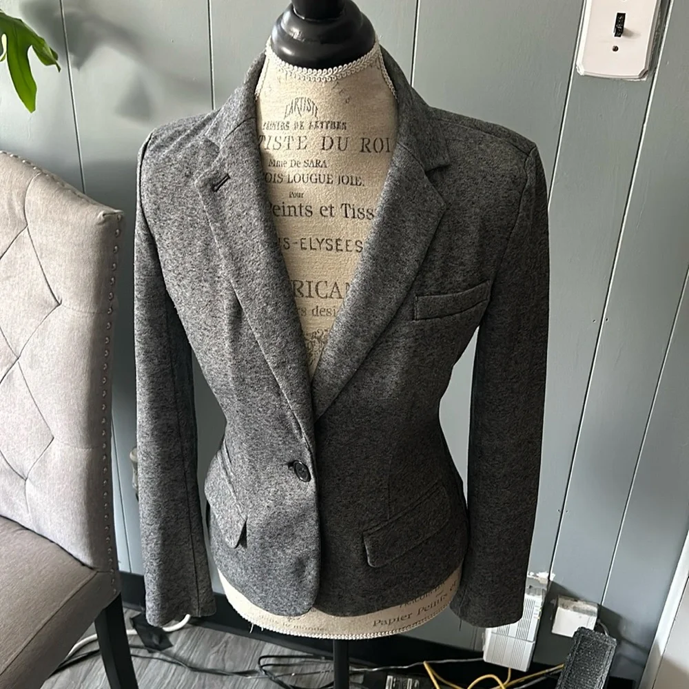 Gray One button Blazer - Picture 1 of 4